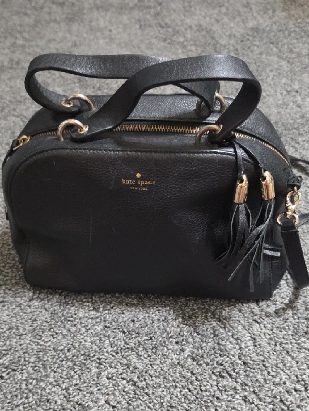 kate spade Black Leather Crossbody Bag with Gold Hardware